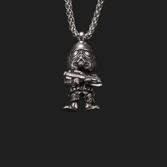 Mandalorian & Stormtrooper Mini Figure Necklace - Oxidized Vintage Silver Finish