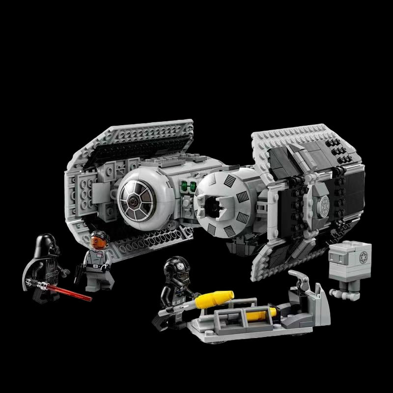 TIE Bomber set pieces scattered — showing brick variety and size compatibility with standard systems