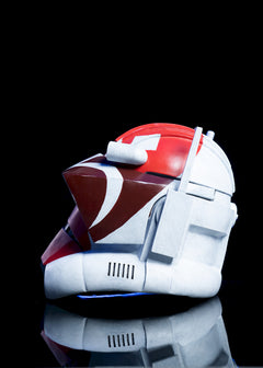 Captain Vaughn Helmet left side view red and white helmet