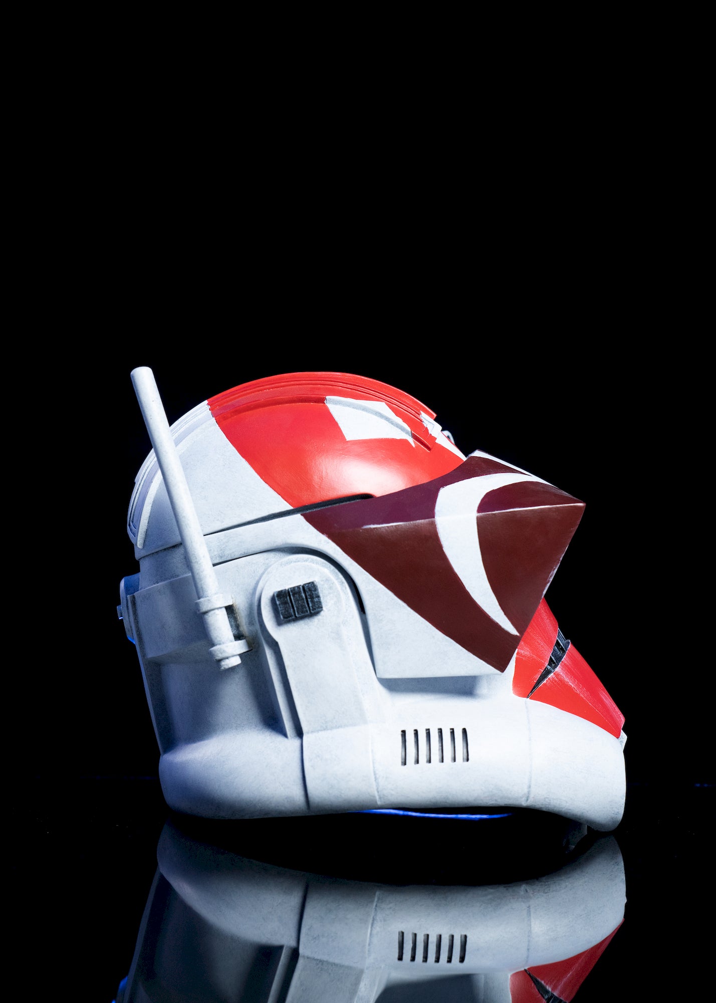 Captain Vaughn Helmet right side view red and white helmet