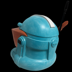 Clone Captain Tukk Helmet left-back side view blue and white helmet 