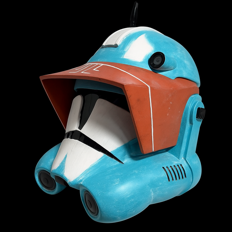 Clone Captain Tukk Helmet left side view blue and white helmet 