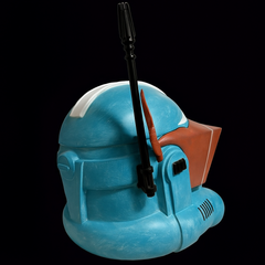 Clone Captain Tukk Helmet right-back side view blue and white helmet 