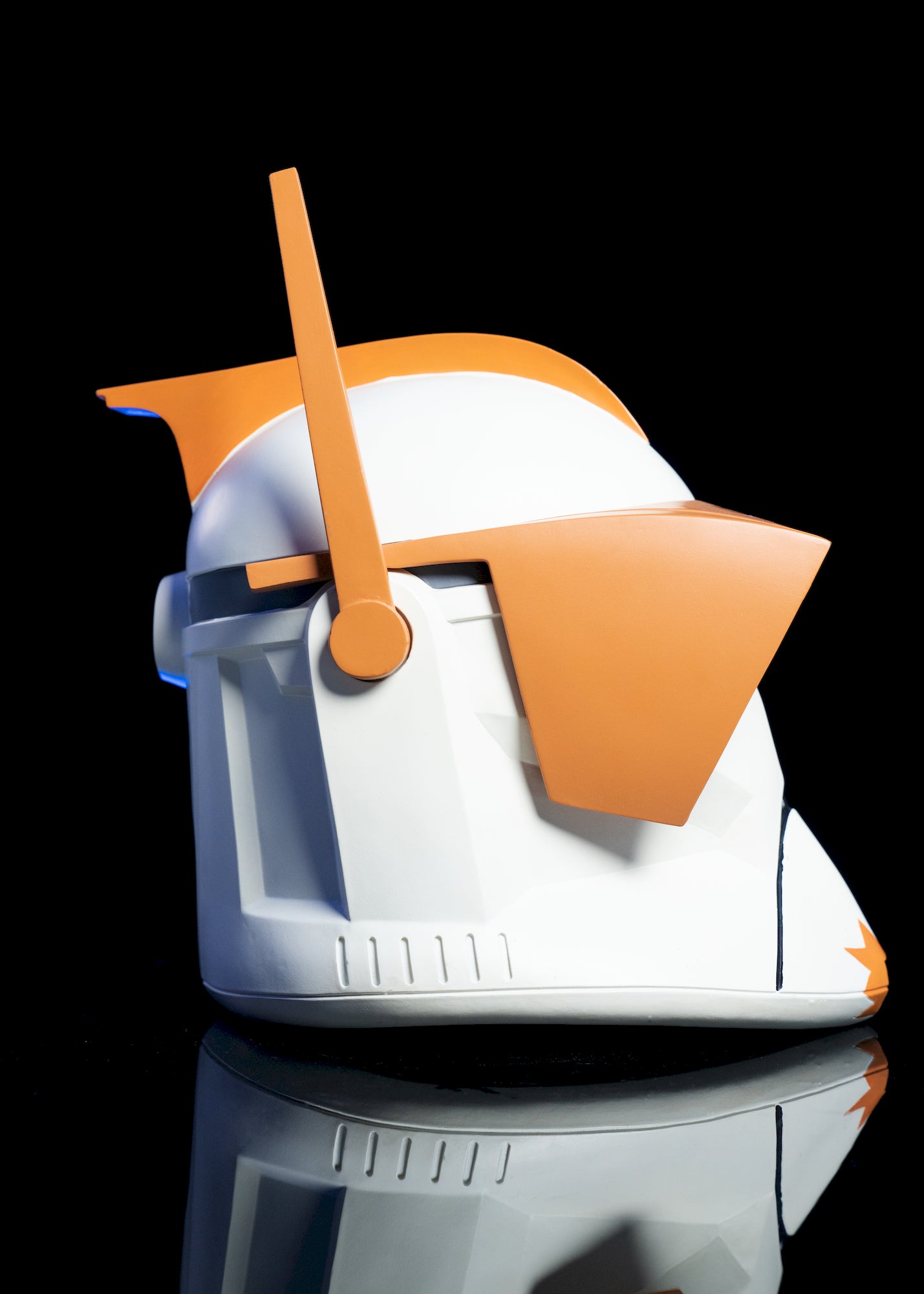 Commander Cody Phase 1 Clone Trooper Helmet right side view white helmet with orange markings