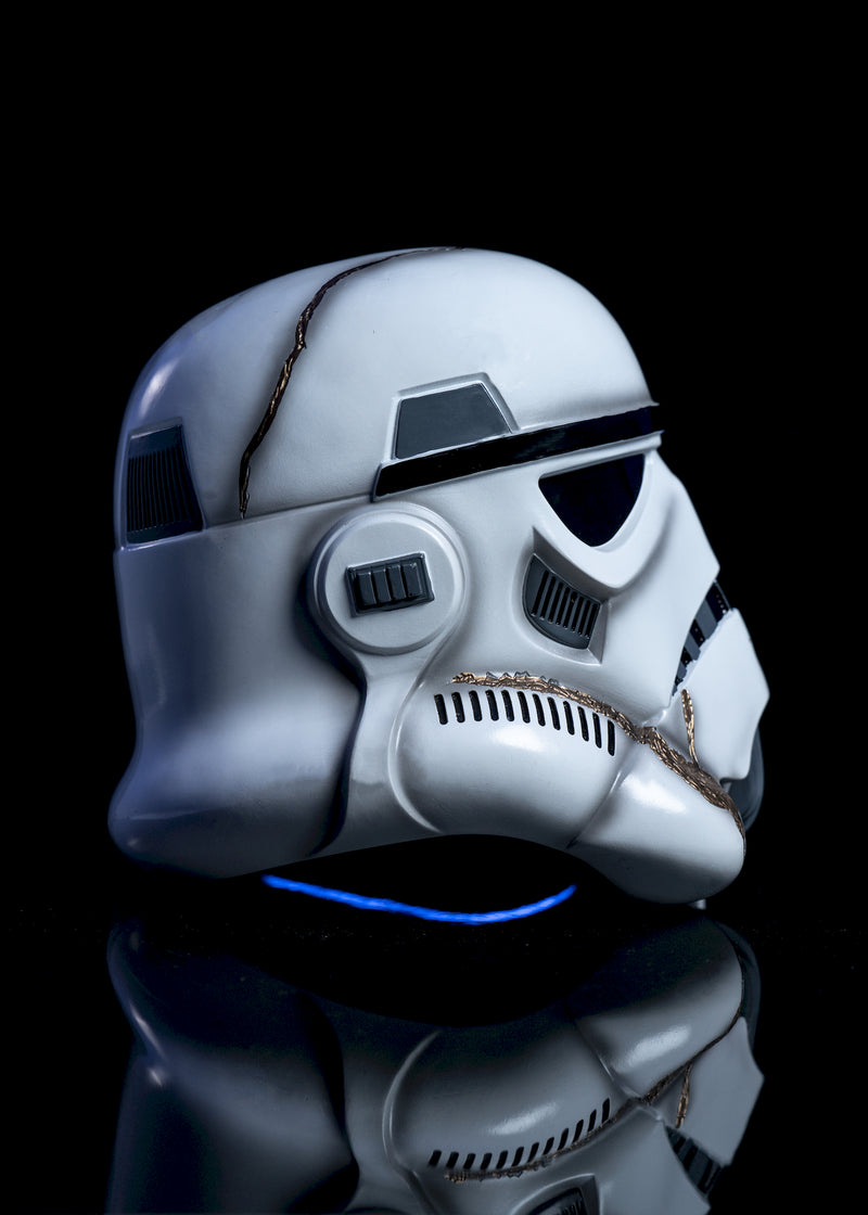 Night Trooper Helmet right side view white helmet with gold tactical details
