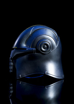 Starkiller Helmet left side view silver helmet