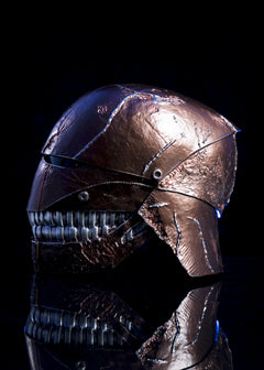 The Stranger Helmet left side view brown helmet with unique Stranger markings